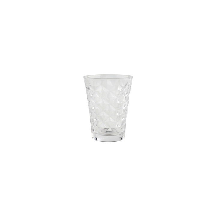Facet glas i klart glas med geometrisk facetteret overflade, 10 cm højt, til fyrfadslys eller små blomster