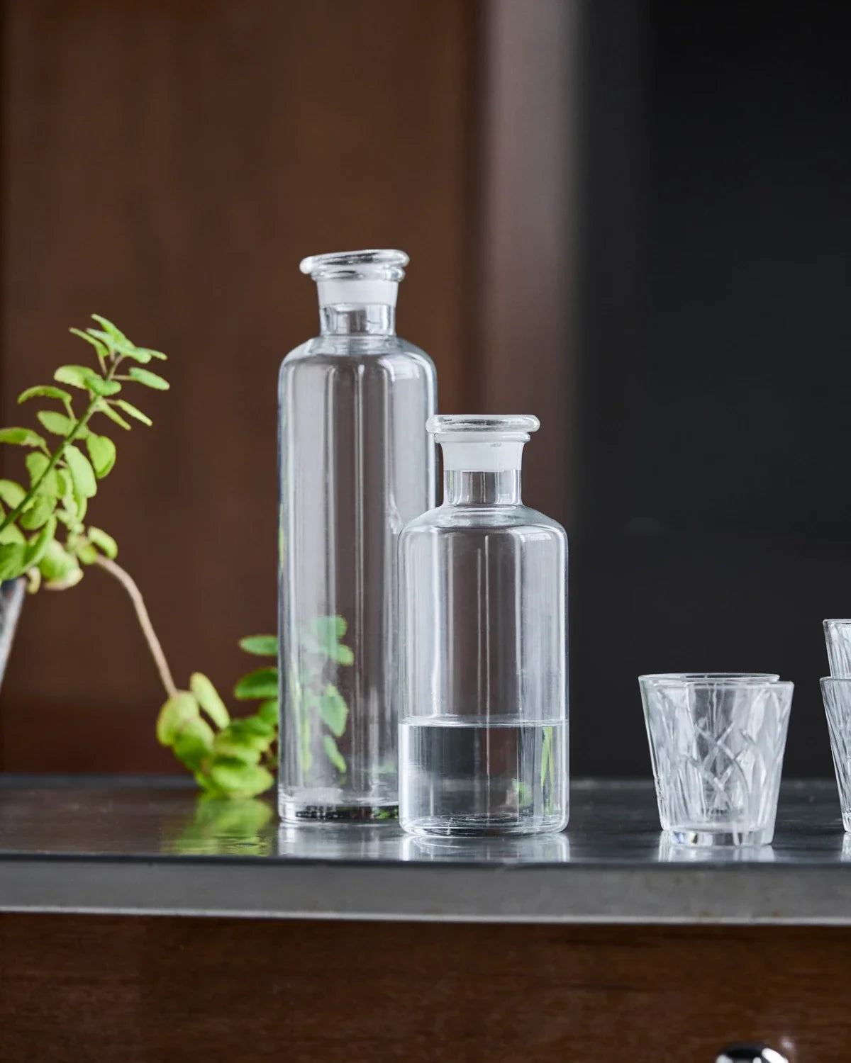 Farma glaskaraffel i klart glas med tilhørende låg, 22 cm høj og 9 cm i diameter