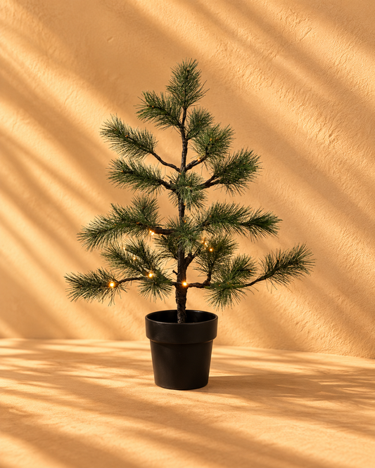 Peuce naturtro kunstigt juletræ med grønne grene og 40 integrerede LED-lys, 75 cm højt og 57 cm bredt