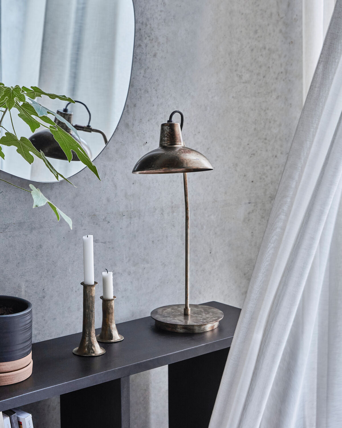 Bordlampe - jern & messing - industrilook