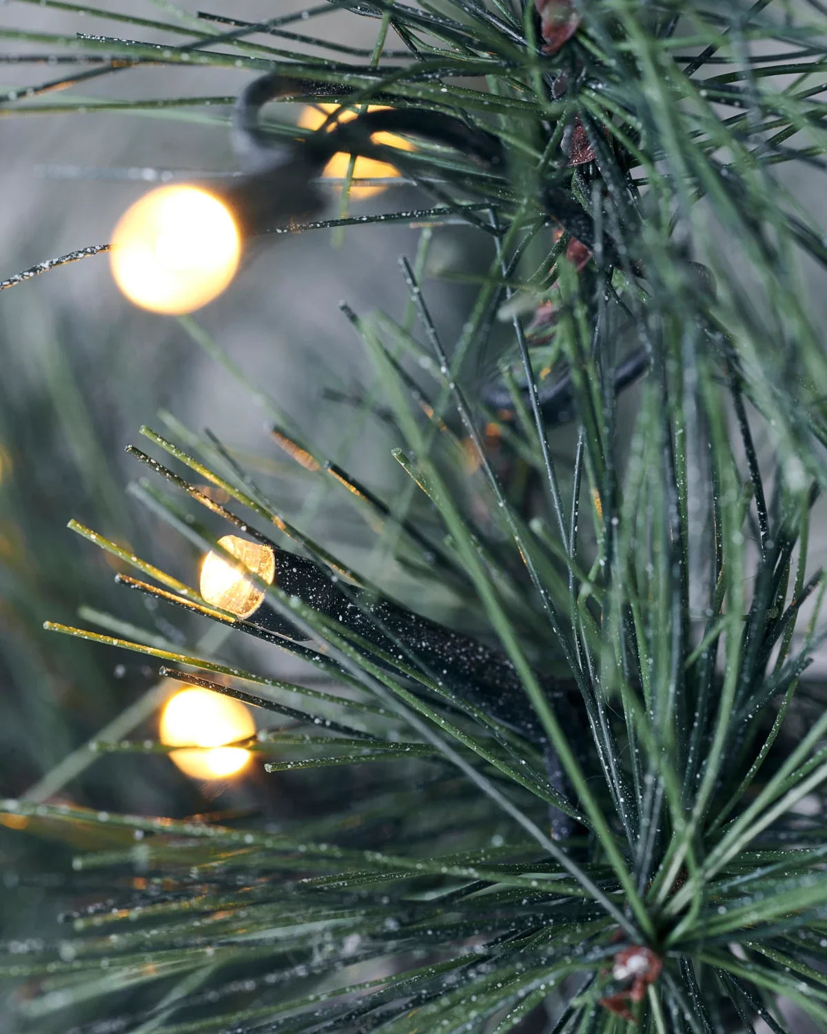 Peuce naturtro kunstigt juletræ med grønne grene og 40 integrerede LED-lys, 75 cm højt og 57 cm bredt