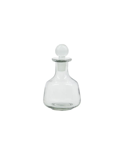 Caraf mundblæst glaskaraffel i klart glas med lang slank hals og tilhørende prop, 30 cl, H 15 cm