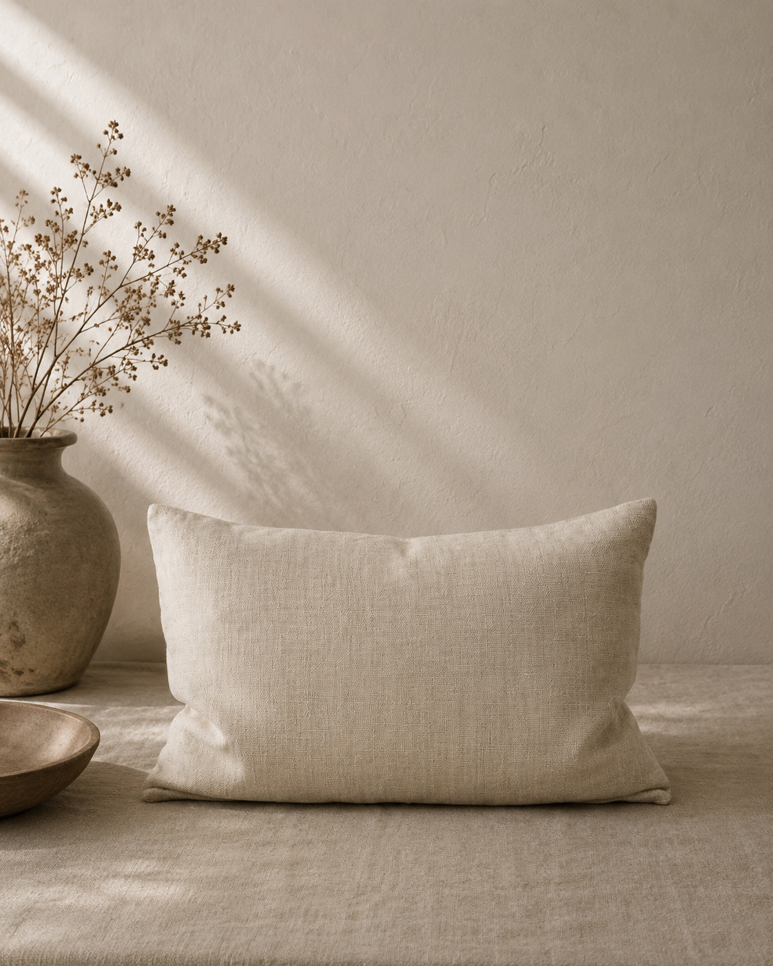 Pudebetræk i hør – Wheat Beige - 60x40 cm