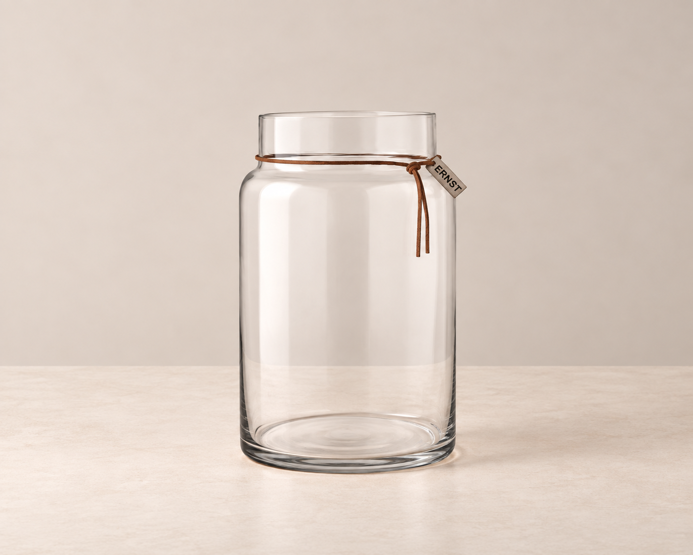 Glasvase med læderbånd – 22,5 cm