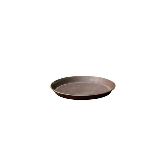 Rund underskål i zink med rustik brun overflade, udvendig diameter 12 cm og indvendig diameter 10 cm