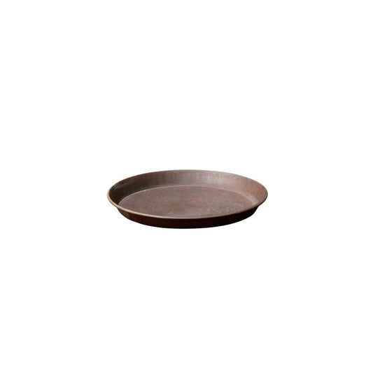 Rund underskål i zink med rustik brun overflade, udvendig diameter 15 cm og indvendig diameter 12,5 cm