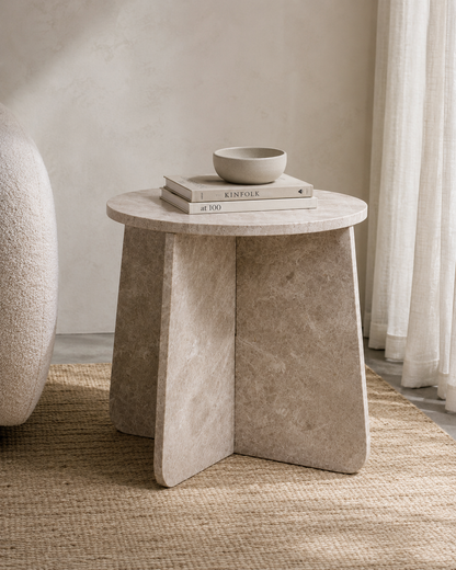 Marb sidebord – beige marmor