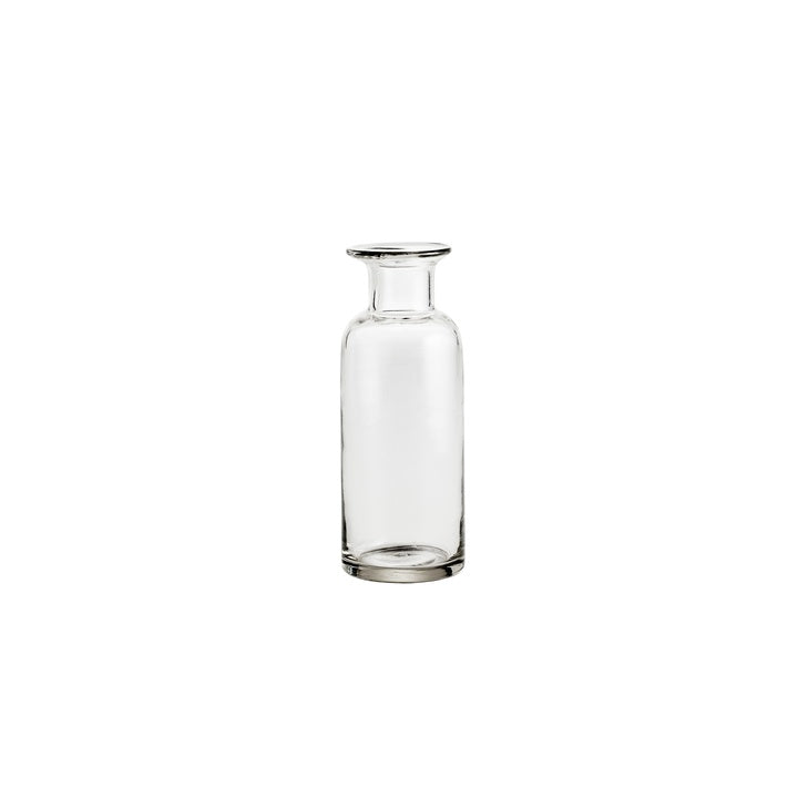 Slank glasvase i klart, gennemsigtigt glas med enkel form, 20 cm høj og 7 cm i diameter