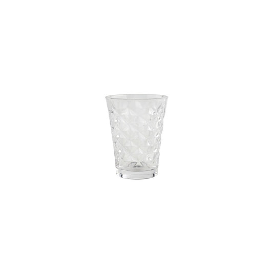 Facet glas i klart glas med geometrisk facetteret overflade, 10 cm højt, til fyrfadslys eller små blomster
