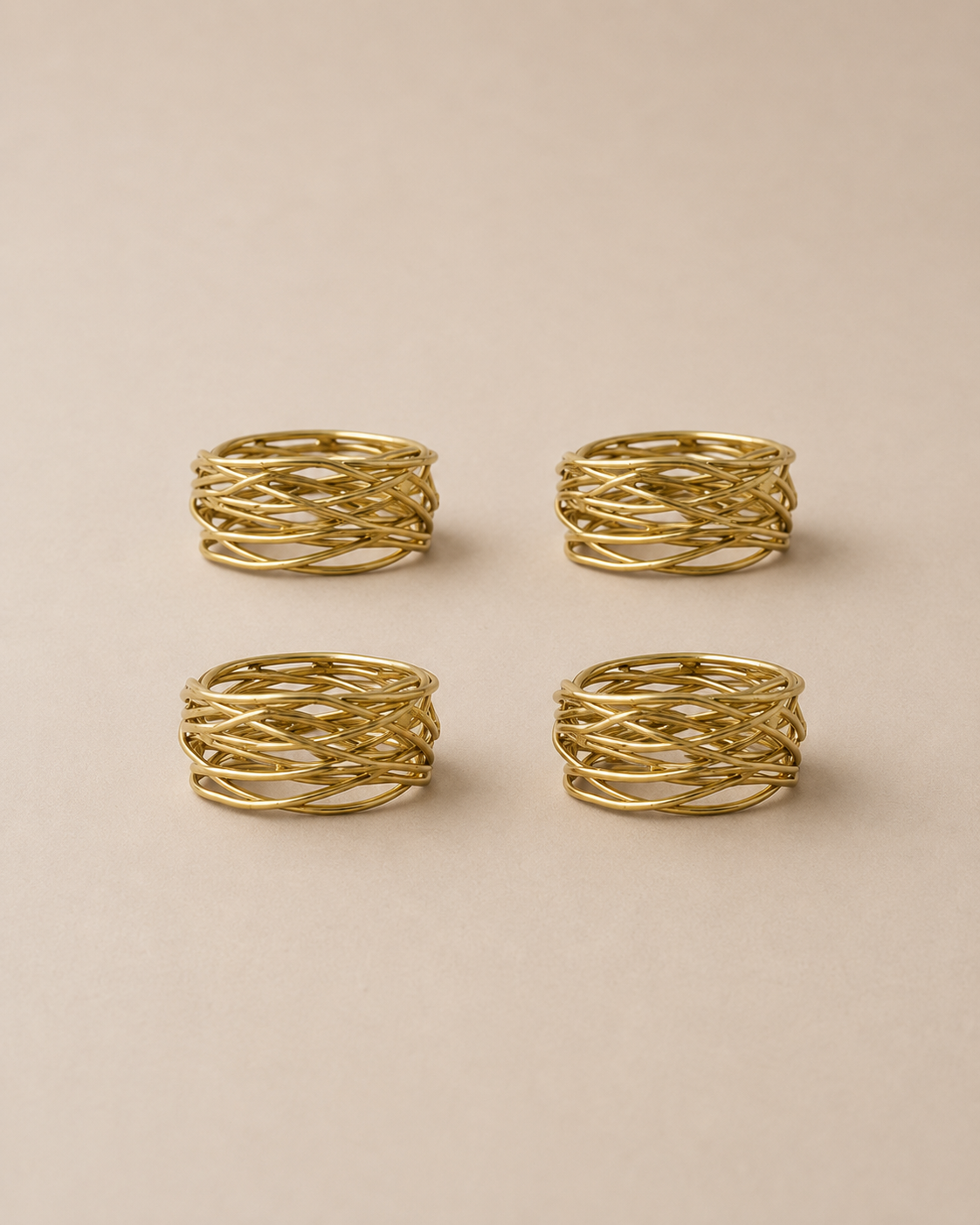 Ring servietringe – gyldne, 4 stk.