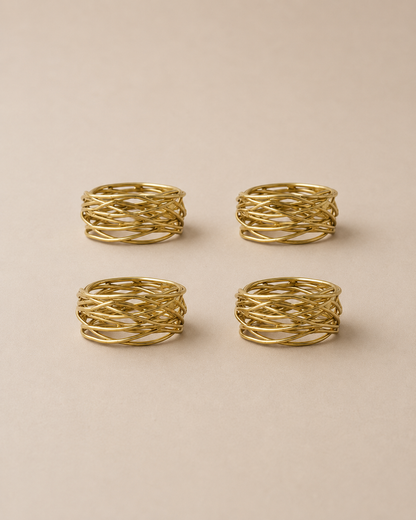 Ring servietringe – gyldne, 4 stk.