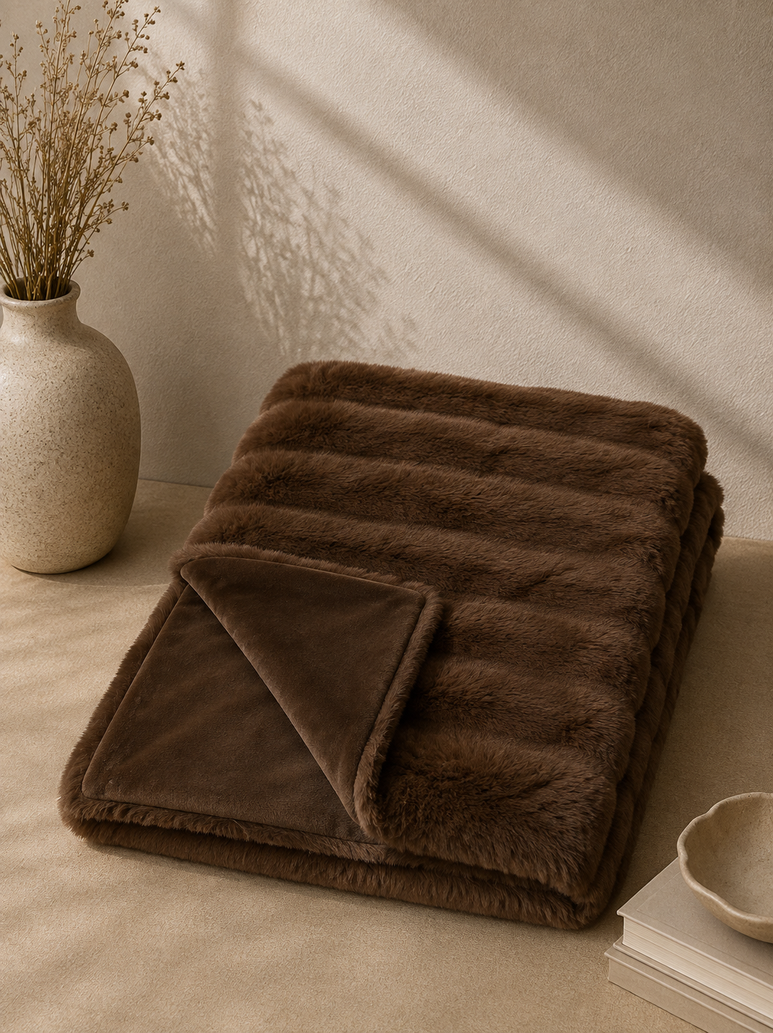 Plaid – brun imiteret pels