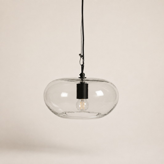 Kiho pendellampe L i klart struktureret glas
