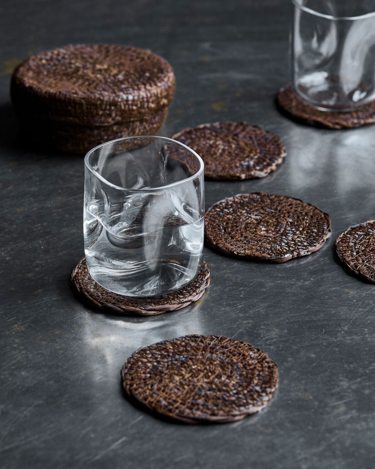Coaster glasbrikker i søgræs – 6 stk. med holder