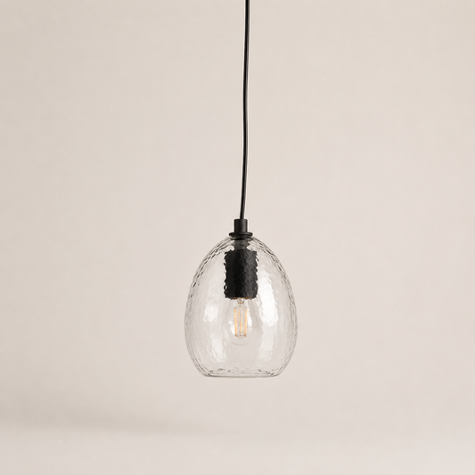 Kiho pendellampe S i klart struktureret glas