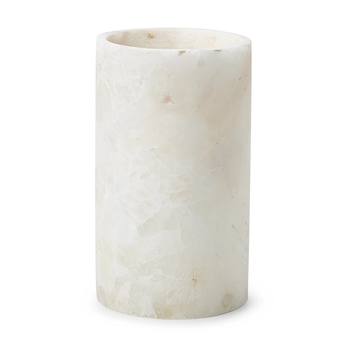 Hvid cylinderformet fyrfadsstage i ren alabaster