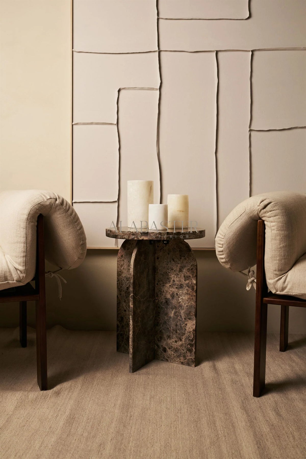 Hvid cylinderformet fyrfadsstage i ren alabaster