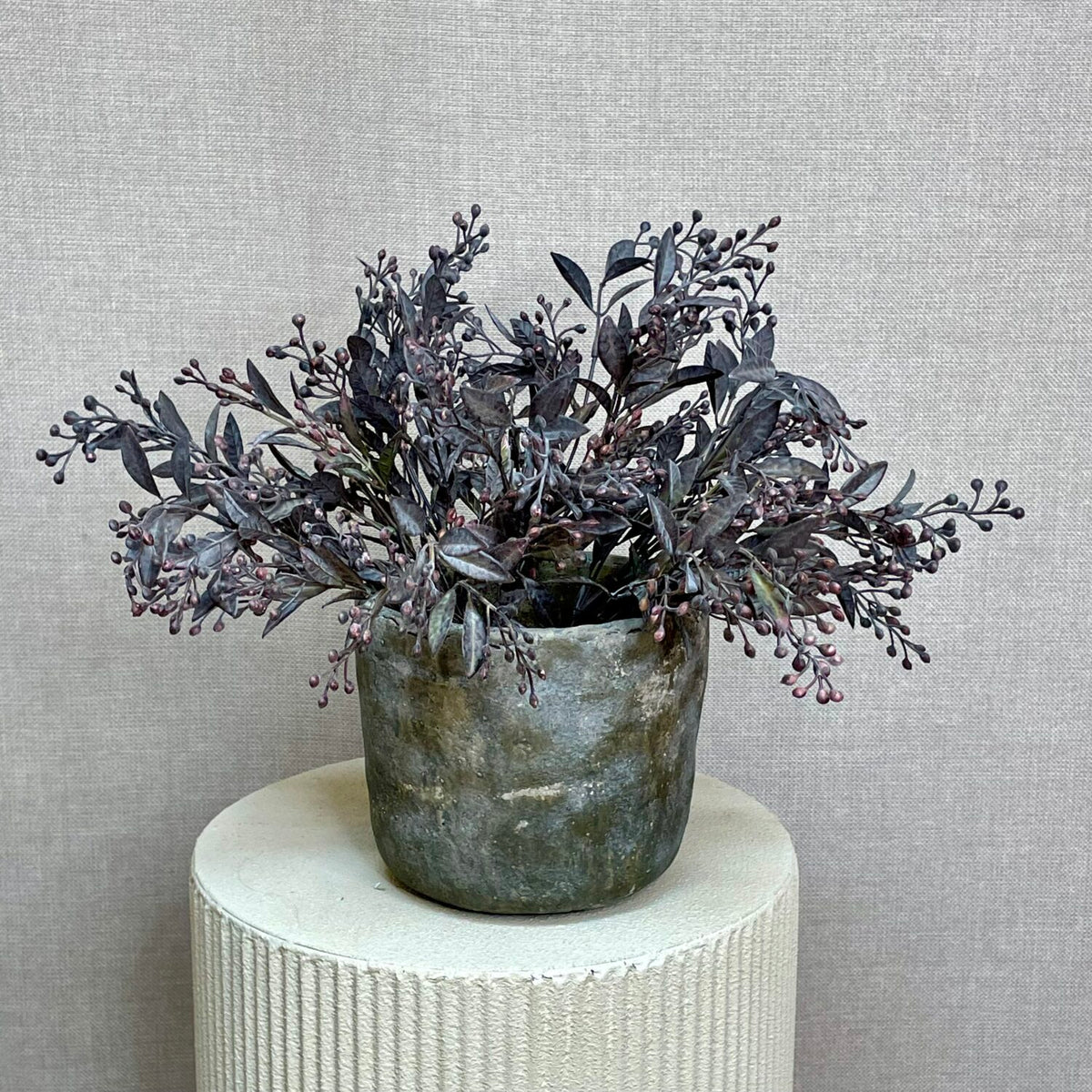 Kunstig Schinusgren i lilla, 35 cm