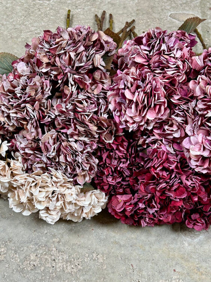 Kunstig hortensia i creme, 64 cm