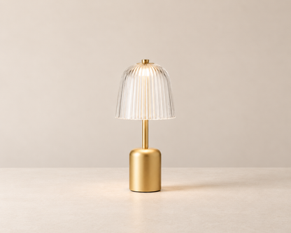Nuura - Asteea Table Portable – Satin Brass/Ripple Clear