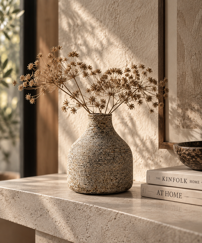 Gråbrun Stain Vase S med organisk flaskeform