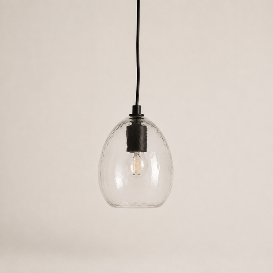 Kiho pendellampe M i klart struktureret glas