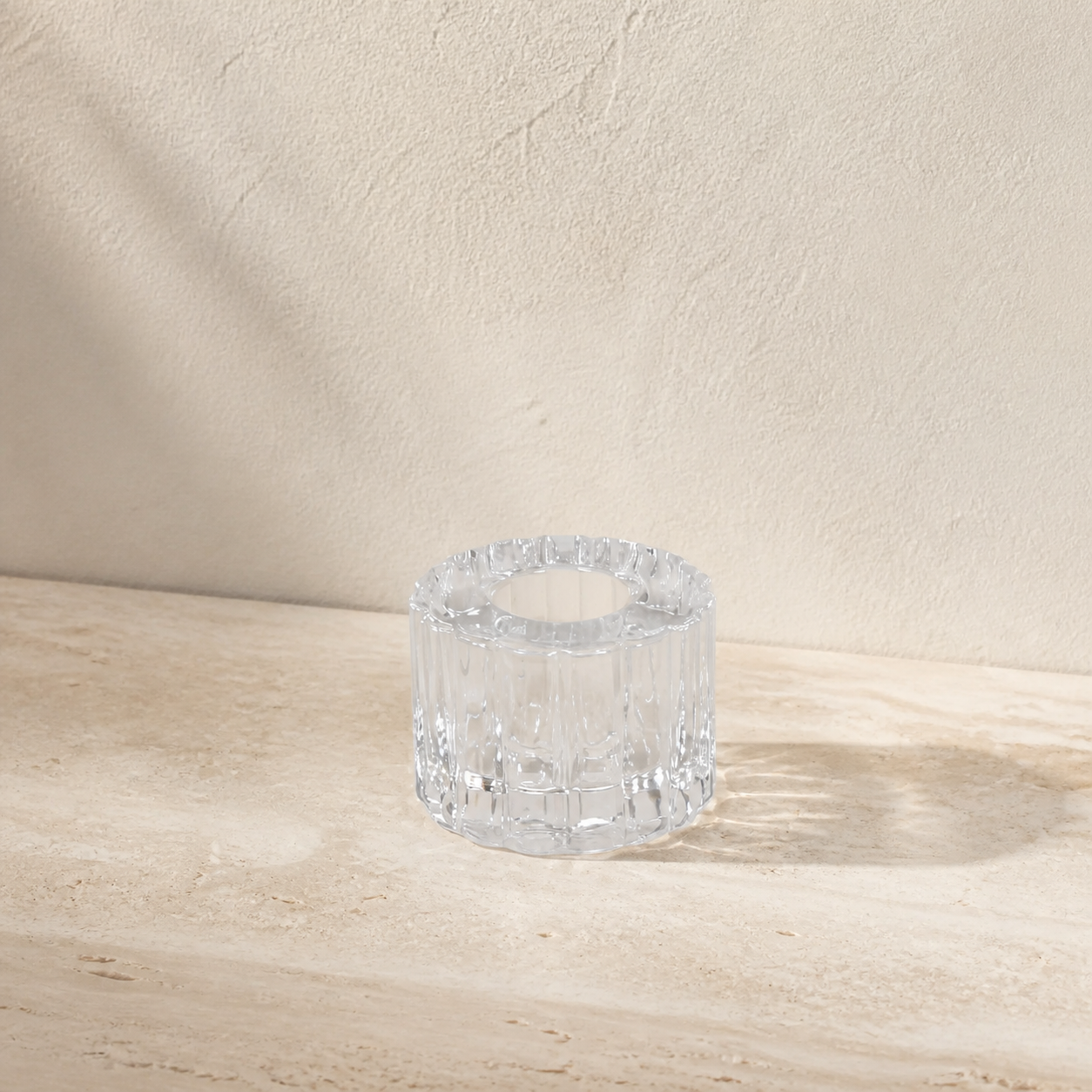 Lysestage - Klart glas 4 cm.