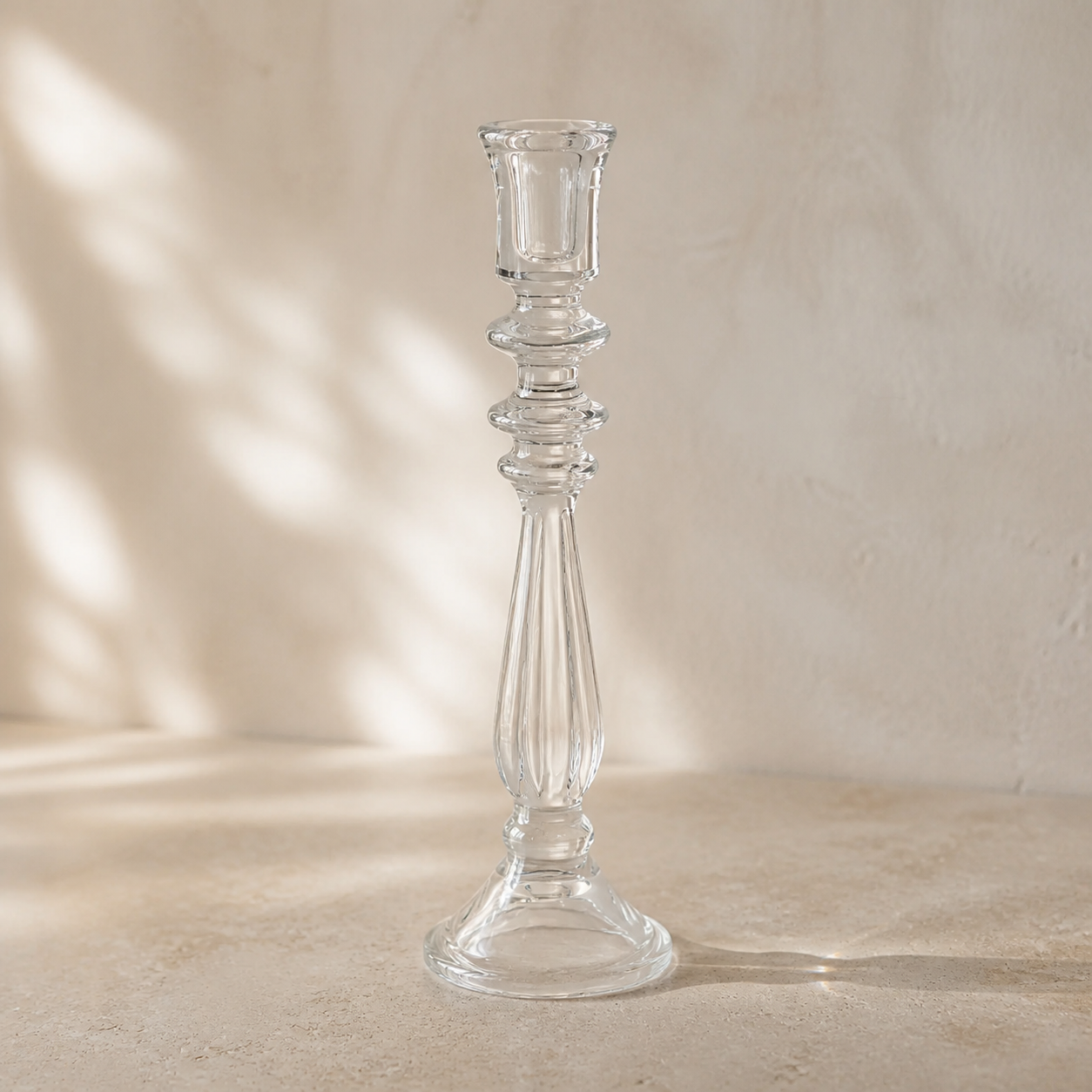 Lysestage - Klart glas 32,7 cm.