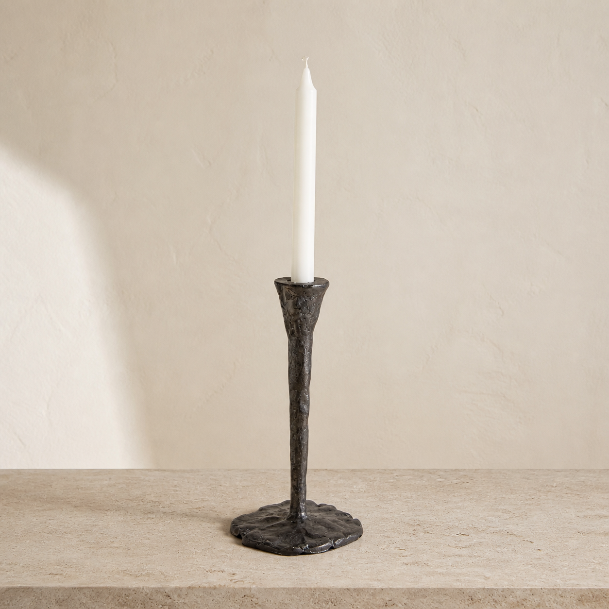 Lysestage - Hamret aluminium 20 cm