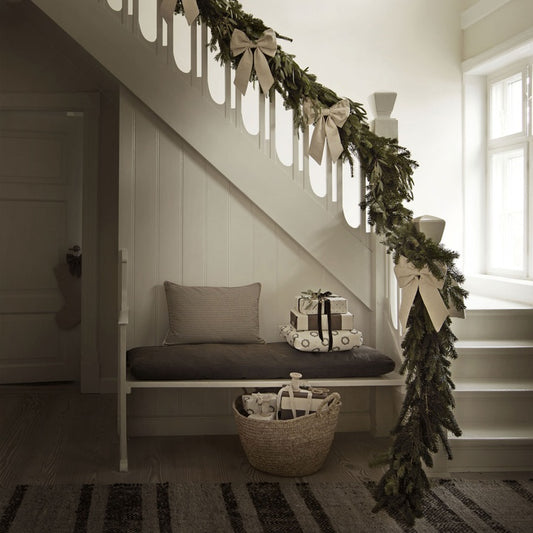 Julesløjfe i bomuldskanvas 28 × 18 cm – Creme
